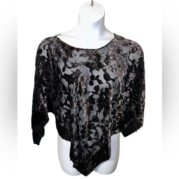 Vintage M.K.M designs a level burnout Whimsigoth fairy goth OS shawl - Picture 4 of 4